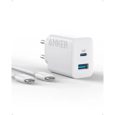 Afbeelding van Anker snelle 20W wandoplader met 2 poorten en USB C oplaad voor iPhone 15/iPhone 15 Plus/iPhone Pro/iPhone Pro Max/iPad meer (inclusief kabel van 1,5 m)