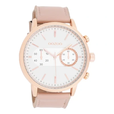 Afbeelding van OOZOO Timepieces Rosé goudkleurige horloge met poeder roze leren band C9056