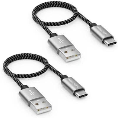 Afbeelding van deleyCON USB C Kabel SET (2 Stuks 0,30m elk) 30cm Kort Nylon Oplaadkabel Datakabel Type Metalen Stekker Mobiele Telefoon &amp; Smartphone Opladen Synchroniseren