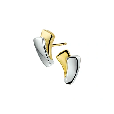 Afbeelding van Bicolor Gouden Oorknoppen 4201277 Oorbellen horloge GoudkleurZilverkleur