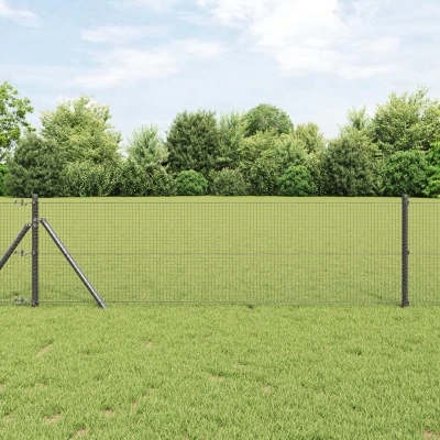 Afbeelding van vidaXL Hekpaalset Set van 2 Grijs Gelegeerd metaal 10 x 0.5 m Duurzaam