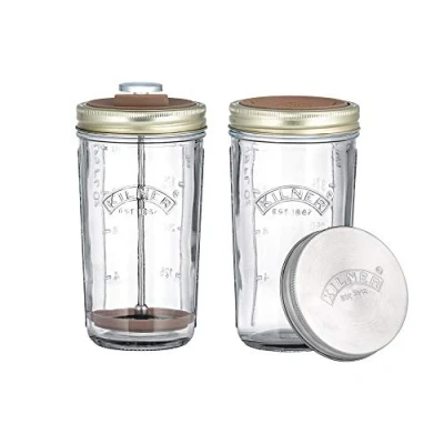Afbeelding van Kilner Weckpotten set voor plantaardige dranken Bevat: filterpers, gietlip, spatbescherming en deksel 2 x 0.5 L