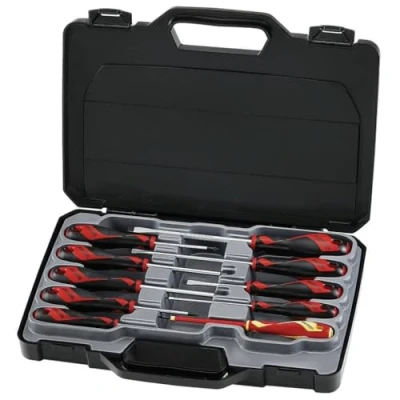 Afbeelding van Schroevendraaierset plat, PZ, PH 10 dlg Teng Tools MD910N