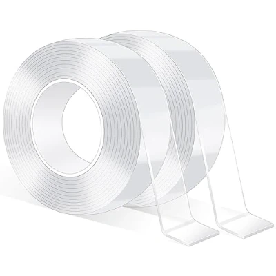 Afbeelding van Bolatus dubbelzijdig plakband, 300 cm, transparant, extra sterk, nano tape, verwijderbaar, dun, voor thuis, keuken, auto of multifunctioneel (2 rollen)