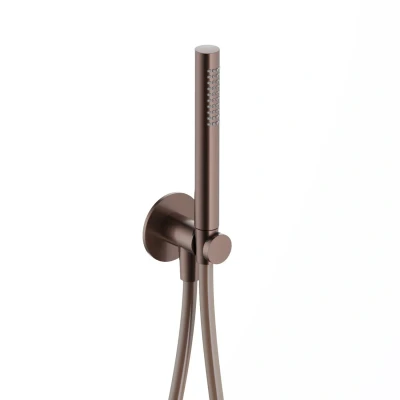 Afbeelding van Hotbath Handdouche met wandsteun + uitlaat en doucheslang 150cm Geborsteld Koper PVD AC440BCP