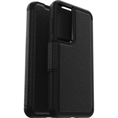 Afbeelding van OtterBox Strada hoesje voor Samsung Galaxy S23+, schokbestendig, valbestendig, lederen folio met kaarthouder, 3x getest volgens militaire standaard, Zwart, Geen Retailverpakking