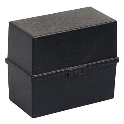 Afbeelding van Exacompta 51814D EcoBlack Draagbare indexcassette, DIN A5, van gerecyclede kunststof met kliksluiting, voor maximaal 200 indexkaarten, zwart en blauwe engel