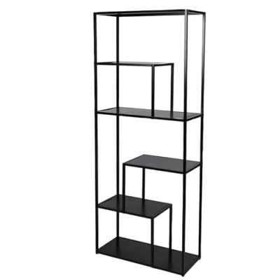 Afbeelding van BOEKENKAST MET 6 NIVEAUS ZWARTE METALEN STRUCTUUR 70X30XH170CM