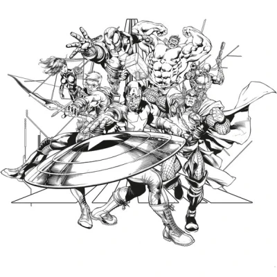 Afbeelding van Komar Into Adventure Avengers Black and White IADX6 066