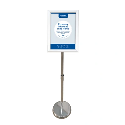 Afbeelding van Europel Economy infostand kliklijst Zilver A4 (21 x 29,7 cm) Frame 25mm Verstelbare hoogte Draaibare Ideaal voor Beurzen