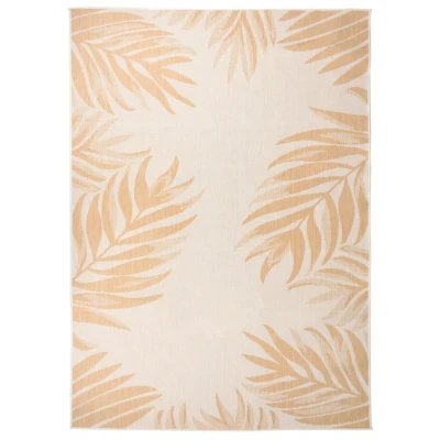 Afbeelding van Buitenkleed met bladpatroon platgeweven 120x170 cm
