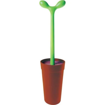 Afbeelding van Alessi Merdolino toiletborstel met houder Cognac