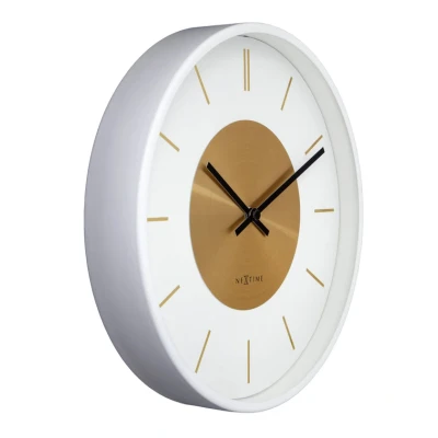 Afbeelding van Wandklok NeXtime Retro II 25cm wit/goud metaal