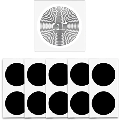 Afbeelding van 55 X NTAG215 NFC stickers zwart, blanco 215 tags ronde 25 mm (1 inch) labels met 504 bytes geheugen 13,56 MHz chip programmeerbaar, compatibel TagMo voor alle telefoons en apparaten