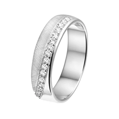 Afbeelding van Trendjuwelier huiscollectie Ring Zirkonia en Gescratcht Zilver