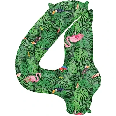 Afbeelding van Folat Folieballon Cijfer 4 Jungle Vibe 86 cm