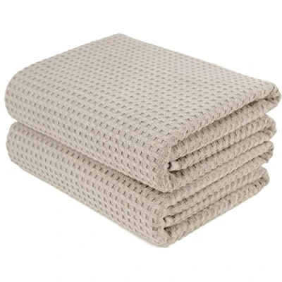 Afbeelding van POLYTE Microvezel oversized sneldrogende pluisvrije badhanddoek, 76 x 152 cm, set van 2 (beige, wafelweefsel)