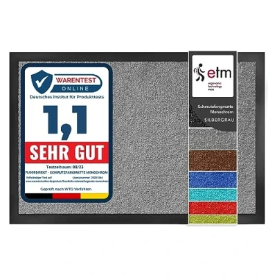 Afbeelding van etm Dirt Trapper Door Mat Highly Absorbent Non Slip Mono for Indoor and Outdoor Use Grey 90 x 120 cm