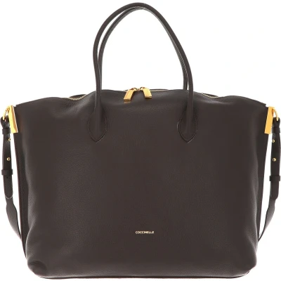 Afbeelding van COCCINELLE Leren Handtas Schoudertas Estelle Handbag Bark Donkerbruin