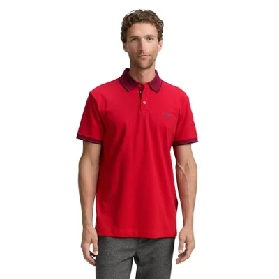 Afbeelding van TOM TAILOR Piqué poloshirt voor heren met stretch, 12830, Samba Red, XS