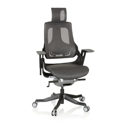 Afbeelding van hjh OFFICE 640350 Professionele bureaustoel SPEKTRE net zwart/grijs ergonomische draaistoel met verstelbare rugleuning