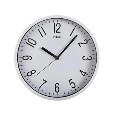 Afbeelding van Versa Raven Stille decoratieve wandklok, voor keuken, woon of eetkamer gemakkelijk af te lezen, Afmetingen (H x B H) 25 4,3 cm, Polypropyleen, Kleur Zwart en wit