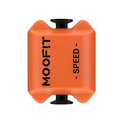 Afbeelding van moofit Snelheidssensor en trapfrequentiesensor, Bluetooth &amp; ANT+ draadloze snelheid, afstand trapfrequentiesensor met IP67 waterdichte Low Energy technologie, oranje