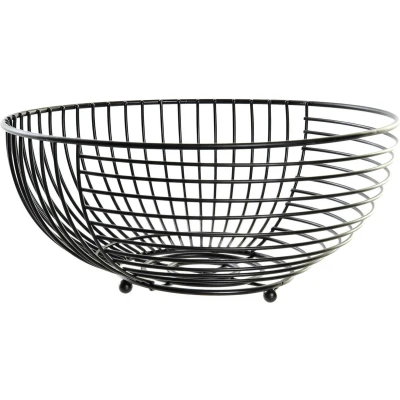 Afbeelding van Items metalen draadmand fruitschaal zwart rond 28 x 12 cm Fruitschalen