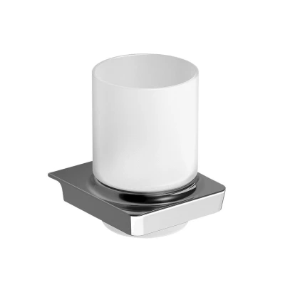 Afbeelding van Bekerhouder Sapho Zen Hangend 8.2x10.5 cm Chroom / Melkglas