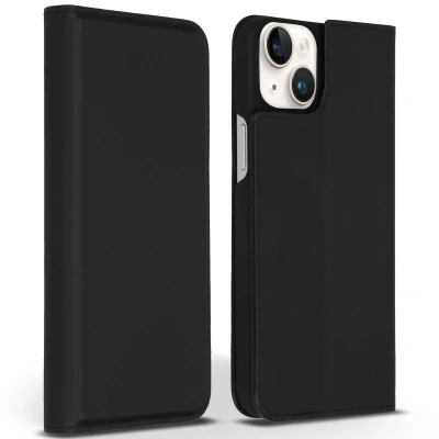 Afbeelding van Apple iPhone 14 Plus Hoesje Echt leder Accezz Bookcase Zwart Telefoonhoesje