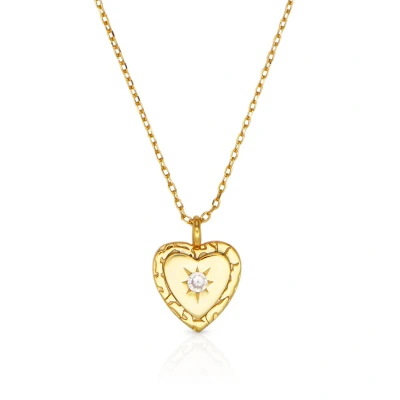 Afbeelding van Schitterende 18K Gold Plated Zilveren Halsketting met Hart Zirkonia