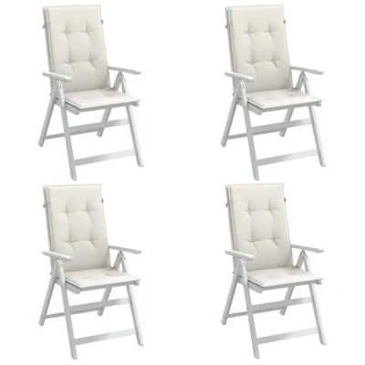 Afbeelding van Stoelkussens 4 st hoge rug 120x50x4 cm stof gemêleerd crème
