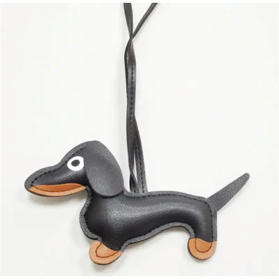 Afbeelding van Teckel Sleutelhanger Leder Bruin Chocoladebruin Teckelsleutelhanger Tashanger Leer Hond