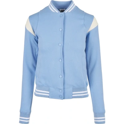 Afbeelding van Urban Classics Ladies Inset College Jacket Sweater met rits, Dames, Maat: 3XL, Clearwater/whitesand