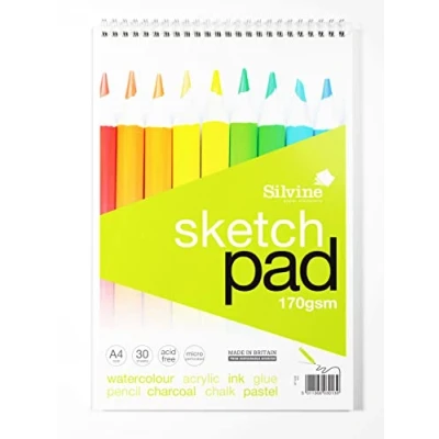 Afbeelding van Silvine A4+draadgebonden schetsblok. 60 pagina&#039;s (30 vellen) 170gsm glad cartridge papier. Ref 472