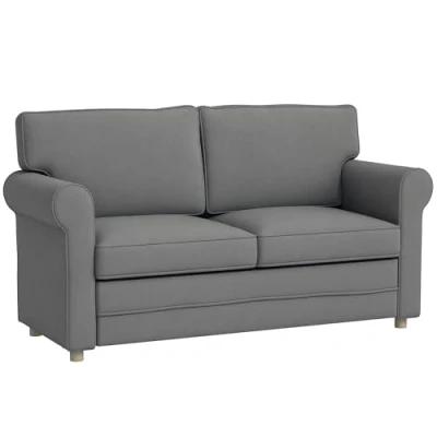 Afbeelding van HOMCOM Sofa 2 Sitzer Couch mit Armlehne Dick Gepolstert Doppelsofa Modern Polstersofa S Feder, Leinenoptik, Holzbeine für Schlafzimmer Wohnzimmer, 150 x 74 86 cm, Dunkelgrau