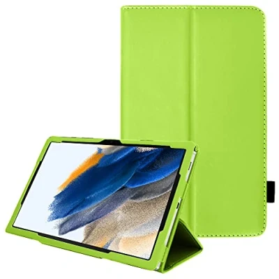 Afbeelding van TECHGEAR lederen hoesje voor Samsung Galaxy Tab A8 10,5 inch (SM X200 / SM X205) Premium PU slanke foliostandaard smart met handriem, automatisch slapen/wakker [groen]