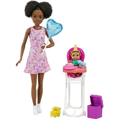 Afbeelding van Barbie Skipper Babysitter Speelset Verjaardag donkere