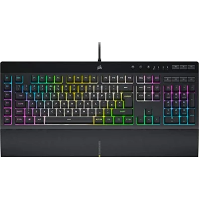 Afbeelding van Corsair K55 RGB PRO XT Wired Membraan Gaming Toetsenbord (Dynamische Per Key Backlight, 6 Macro Keys w/Elgato Software Integratie, IP42 Stof en morsbestendig, Afneembare Palmsteun) QWERTY, Zwart