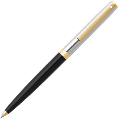 Afbeelding van Sheaffer balpen Sagaris E9475 Glossy black chrome cap gold trims SF E2947551