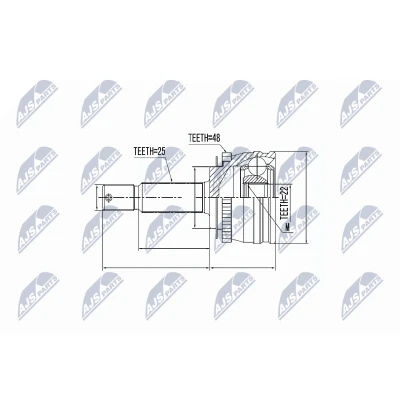 Afbeelding van Homokineet reparatie set, aandrijfas NTY NPZ HY 544