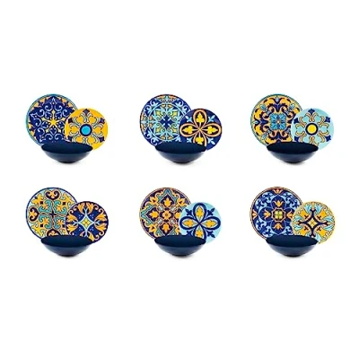 Afbeelding van Excelsa Sofia Bordenservies, 18 delig, porselein en aardewerk, kleurrijk decor, voor 6 personen