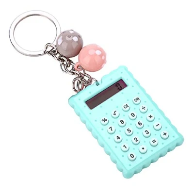 Afbeelding van Mini Calculator, Portable Pocket Candy Color PVC 8 cijfers elektronische rekenmachine met siliconen knoppen en sleutelhanger gesp voor kinderen studenten(Groen)