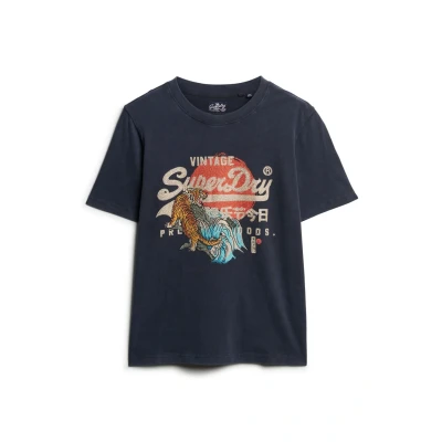 Afbeelding van Superdry Tokyo Relaxed Tshirt print, Dames, Maat: 40, Eclipse navy