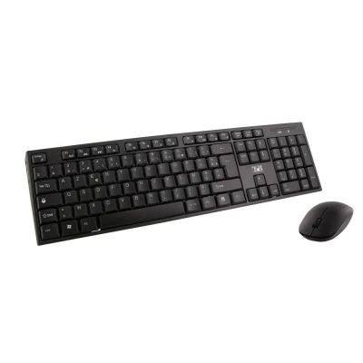 Afbeelding van T&#039;NB Draadloos radiofrequentie toetsenbord en muis, Frans AZERTY toetsenbord, compact, comfortabel stil, multimedia sneltoetsen, muis met hoge autonomie, stille klikken, Windows/Linux zwart