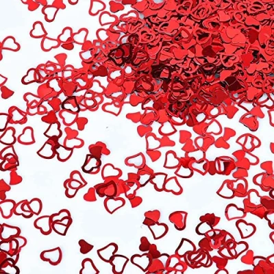 Afbeelding van Catelves Hartconfetti voor bruiloft, strooidecoratie, ongeveer 600 700 stuks, confetti, rood, verjaardag, glitter, tafelconfetti, feest, jubileum (rood)