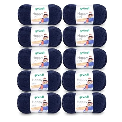 Afbeelding van Gründl Happy uni (brei en haakgaren met wolachtig karakter van 100% polyacryl, anti pilling, 100 g / 250 m, naalddikte: 4 5, 10 x g), marine