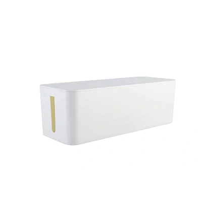 Afbeelding van RICOO Kabelbox, kabelmanagementbox Z4001 W, kabelorganizer box 40,6 x 15,6 13,4 cm, opbergdoos voor het verbergen van stekkerstrips, adapters en kabels, kabelverzamelaar, wit