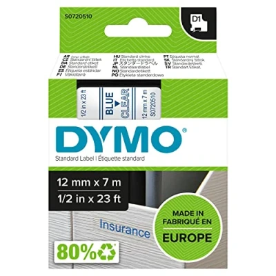 Afbeelding van Dymo 45011 (S0720510) Tape Blauw op transparant (12 mm)
