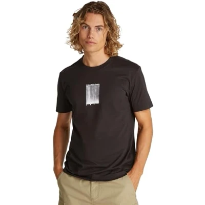 Afbeelding van Calvin Klein Jeans Brush Stroke Graphic TEE Tshirt print, Heren, Maat: Small, Black